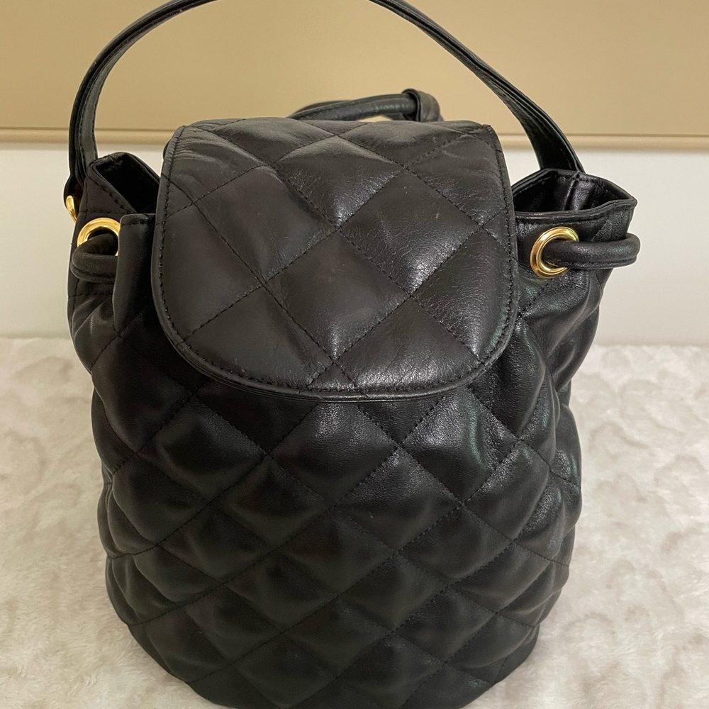 Sonia Rykiel Black leather quilted back pack